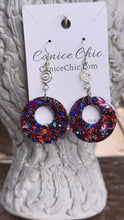 Load and play video in Gallery viewer, Firecracker Glitter Hoops 2.75"; RWB10
