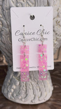 Load and play video in Gallery viewer, Pink Double Bar Dangle Earrings 3" PKS1

